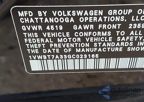 2016 Volkswagen Passat 1.8T Se from USA, damaged, VIN 1VWBT7A33GC023165